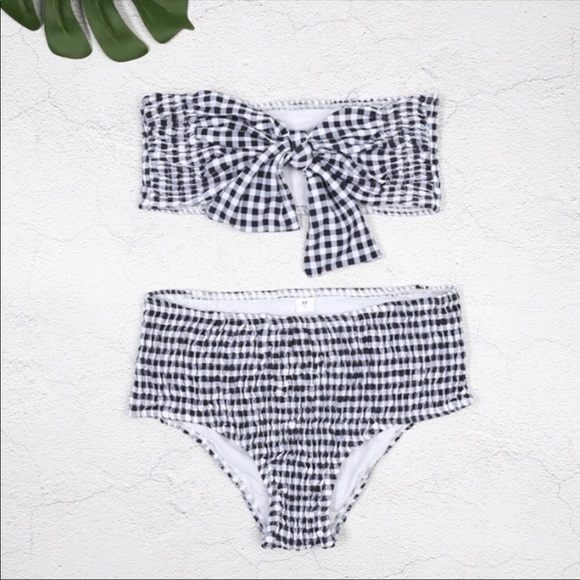 Brand new gingham bandeau and high waisted bottom - Picture 2 of 5